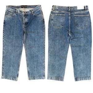 The Kooples Wide Leg Medium Wash Button Fly Cropped "Nelly" Jeans Size 29